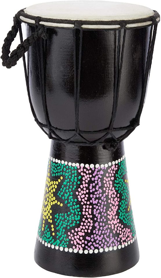 A-Star BDJ525 5 Inch Painted Colourful Djembe Drum - Authentic Handmade, Rope Tuned, Natural Head Educational Hand Drum - 25 cm Height, Brown - Image 2