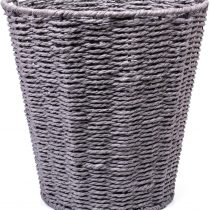 woodluv Round Waste Paper Basket Bin - Rubbish Bin for Bedroom, Bathroom, Offices or Home - Grey