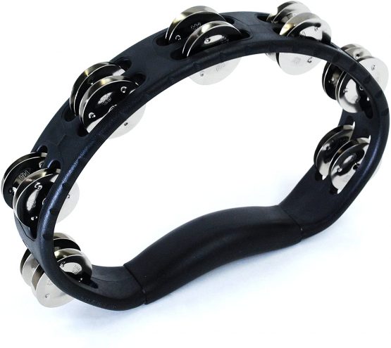 Meinl Percussion HTMT1BK Tambourine (ABS Plastic) with Nickel-Plated Steel Bells (2 Rows) Hand Model Black - Image 3