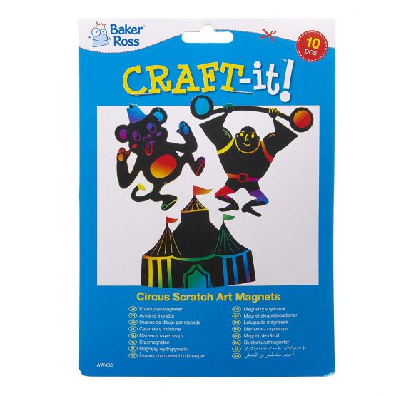 Baker Ross AW466 Circus Scratch Art Magnets (Pack of 10), Black - Image 3
