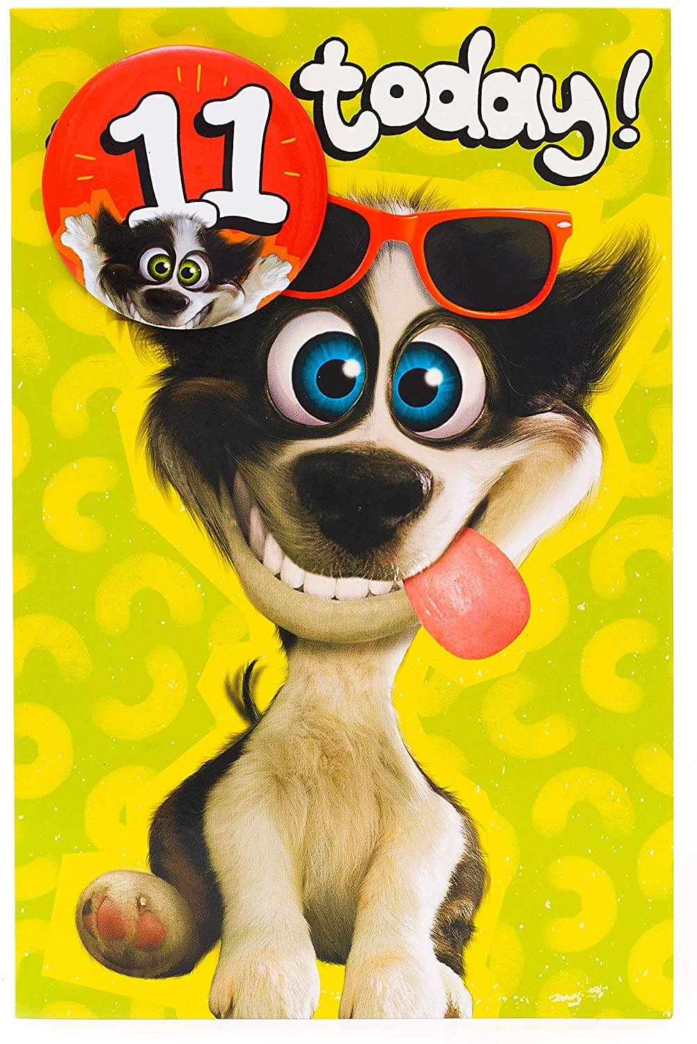 UK Greetings 11th Birthday Card for Him/Friend - Wacky Dog Design, Multi, 159 mm x 159 mm