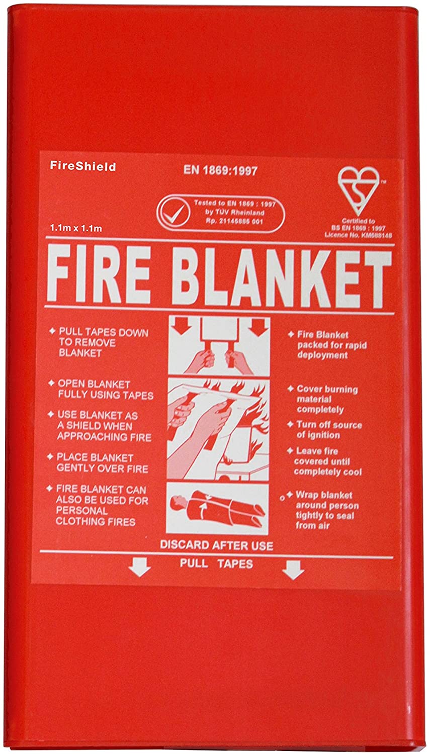 1m x 1m Hard Case Fire Blanket (Kitemarked)