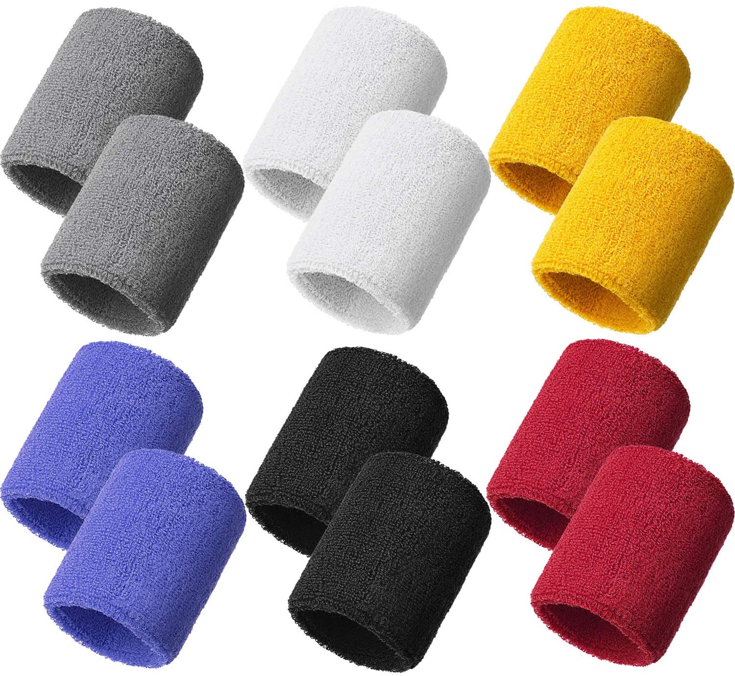 12 Pack Sweatbands Sports Wristband Cotton Sweat Band for Men and Women Good for Tennis Basketball, Running, Gym