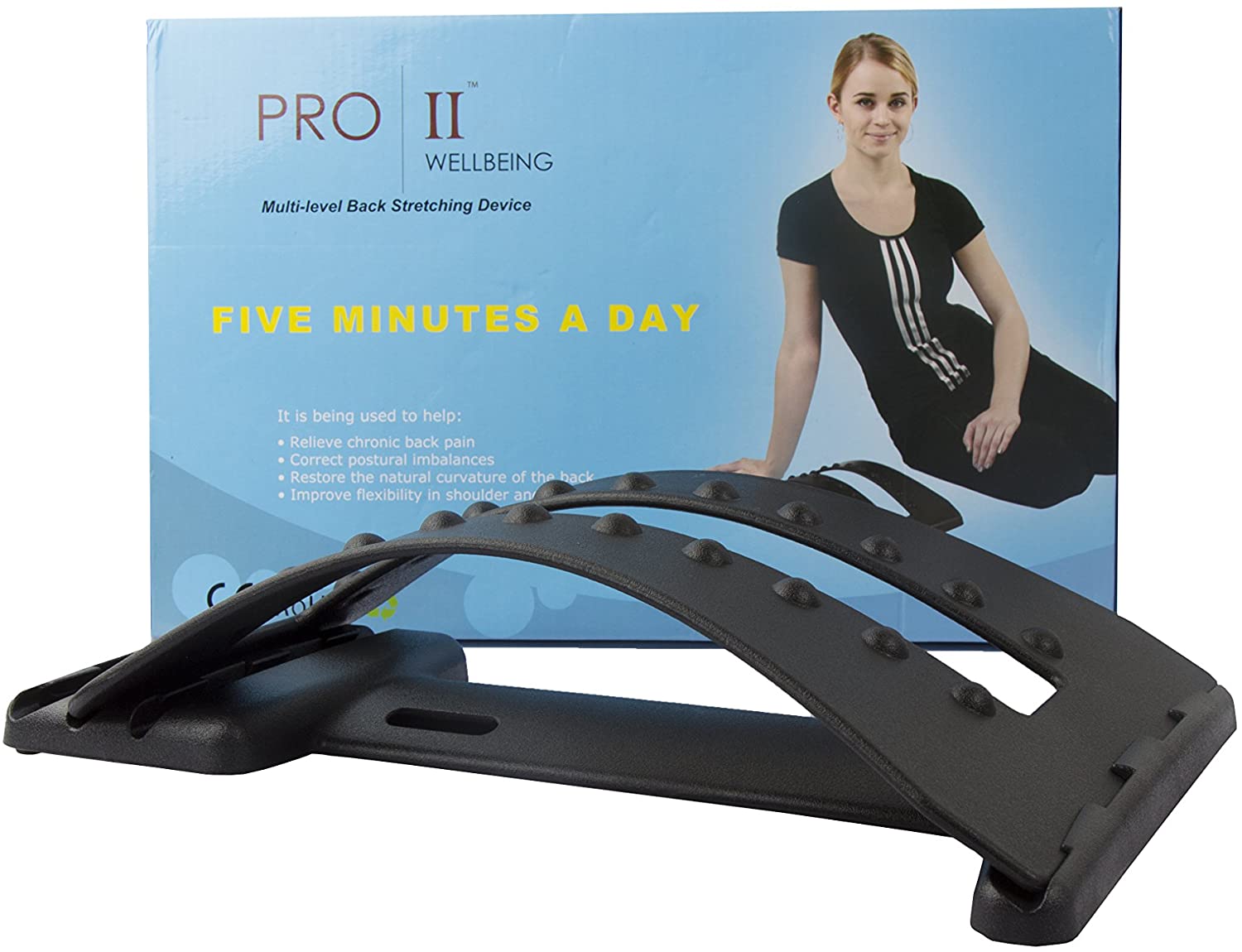 Pro11 Wellbeing 3rd Generation design Posture Plus corrector and back pain relief stretcher with Scannable QR code instructions