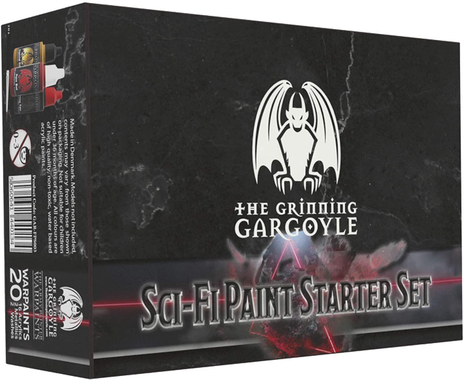 Grinning Gargoyle, Sci-Fi Miniature Paint Set, Paints for Miniatures, 20x Assorted 18ml Colours with a Paint Brush