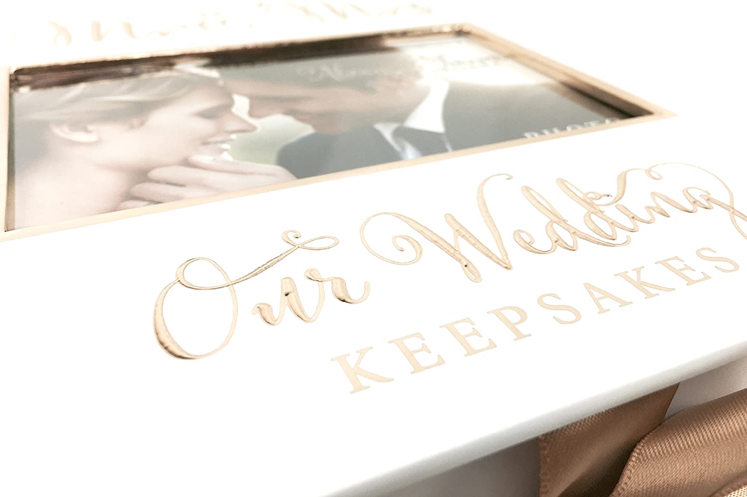 ukgiftstoreonline Wedding Gift Keepsake Box With Mr and Mrs, Gold, 31 x 22 x 7 cm - Image 2