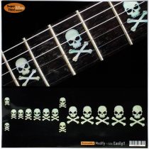 Inlay Sticker Fret Markers for Guitars & Bass - Skull with Crossbones (Sideways) - White Pearl