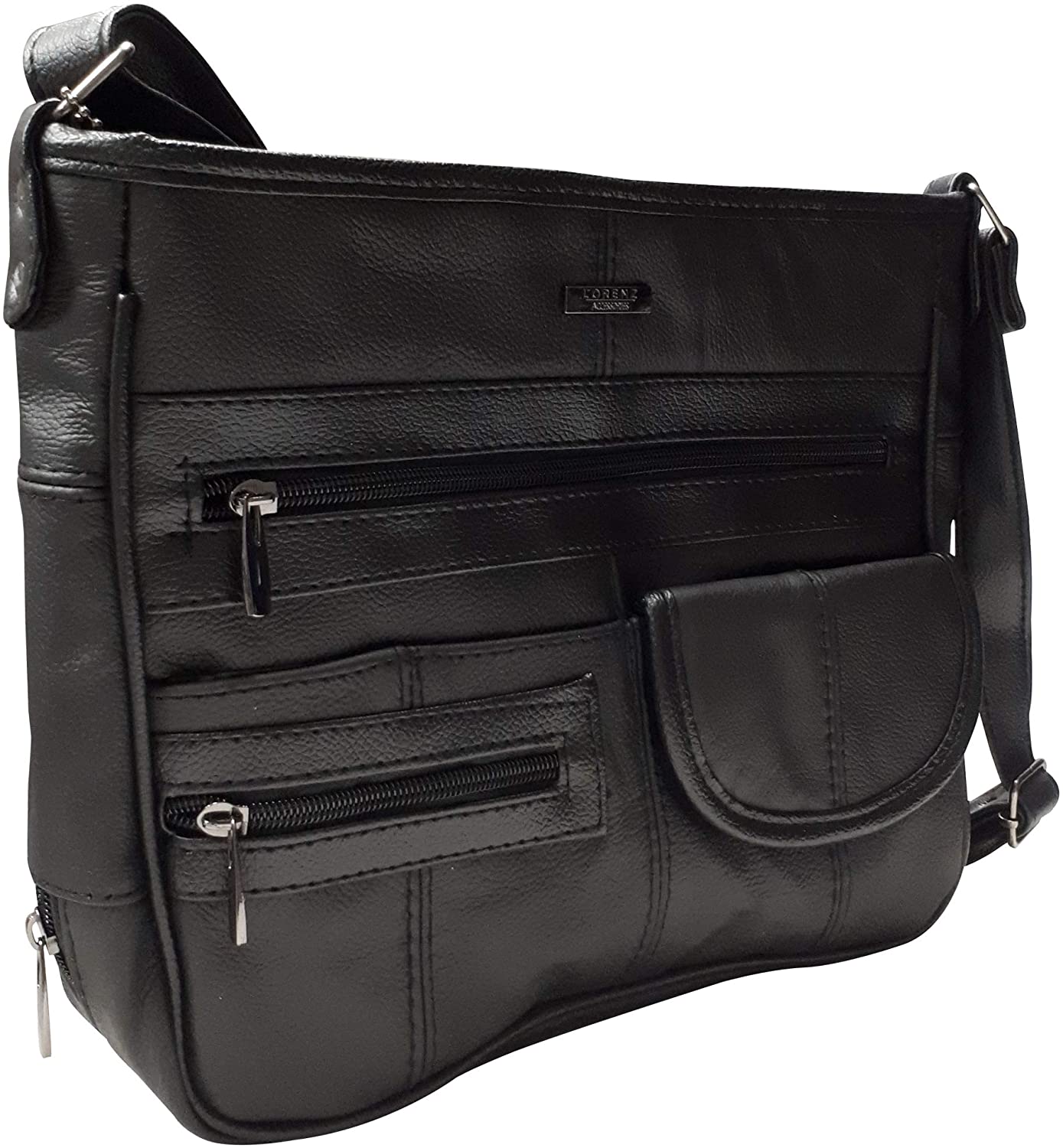 GENUINE LEATHER HANDBAG WITH ORGANISER (REF3771) (BLACK)(Size: Medium) - Image 4