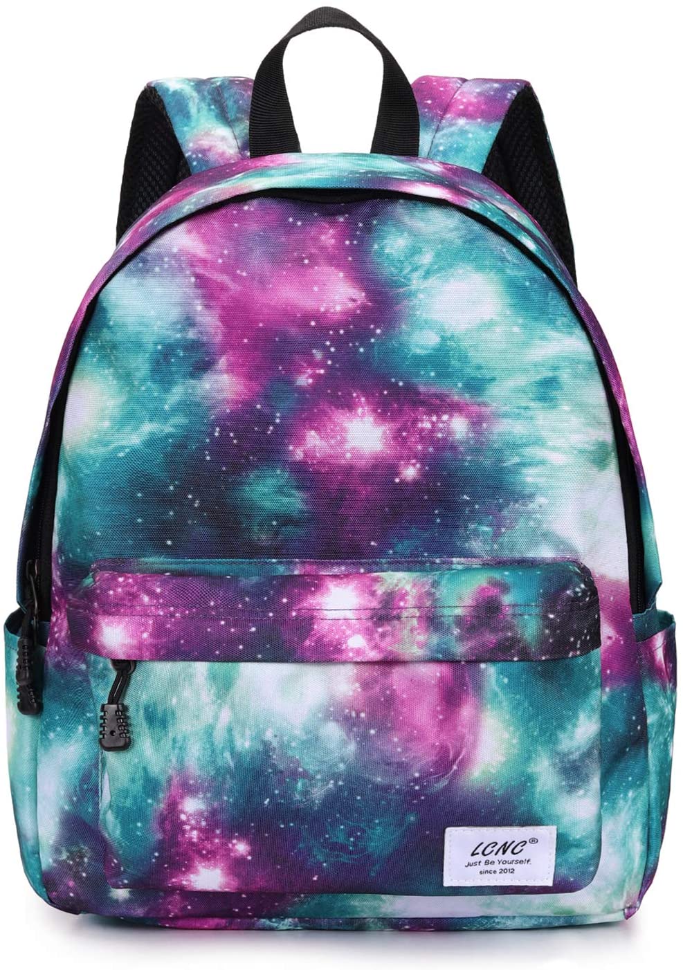 LCNC Galaxy Backpack for Girls & Boys - Teens & Kids, Elementary to Middle School Bookbag, Galaxy Green2
