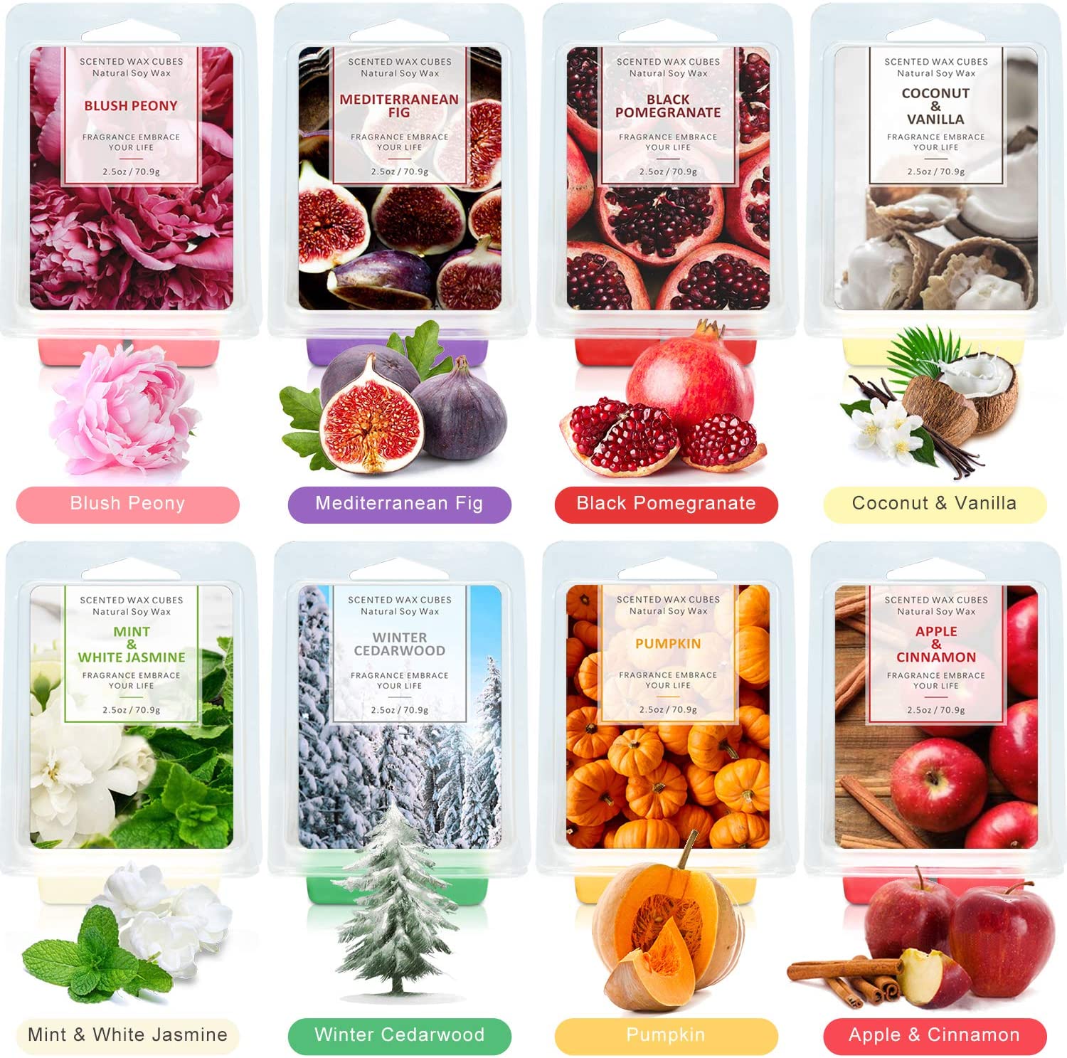 Scented Wax Melts, SCENTORINI Wax Cubes, 8x70.9 gram Scented Soy Wax Melts for Wax Warmer Series of 1, Red Mixed, 8 Pack - Image 3