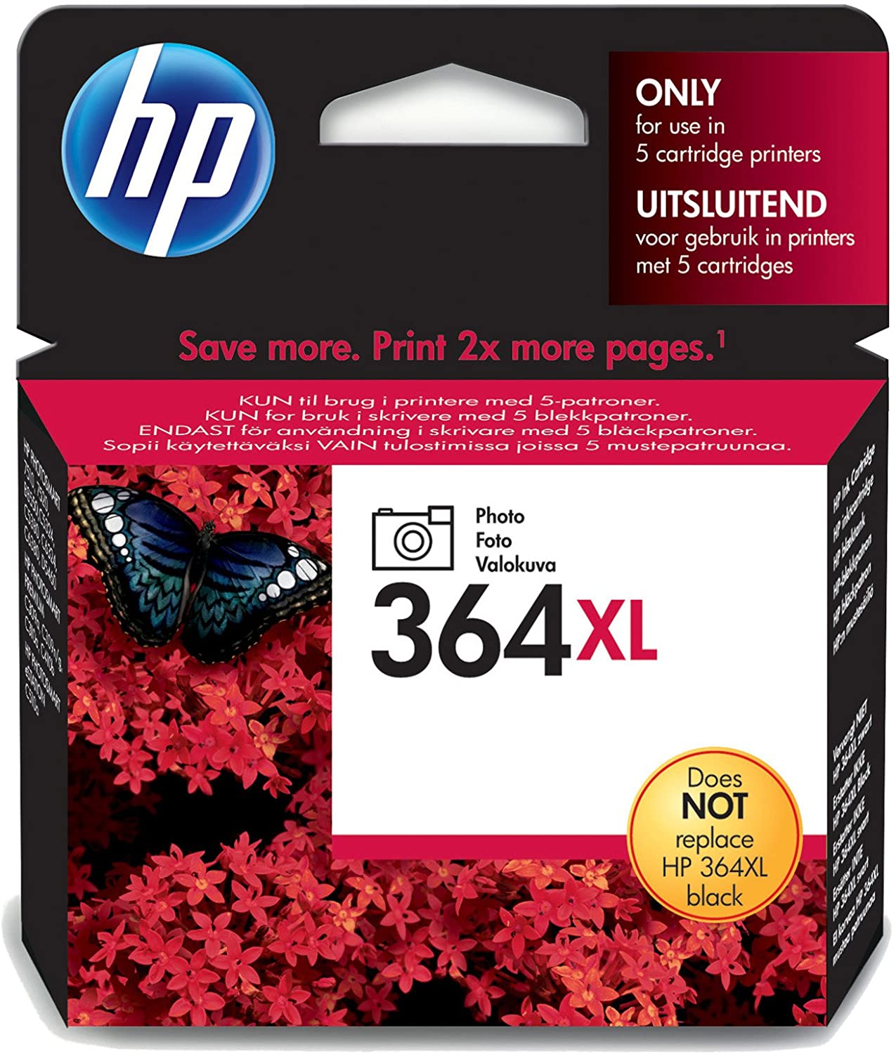 HP CB322EE 364XL High Yield Original Ink Cartridge, Photo, Single Pack, Black