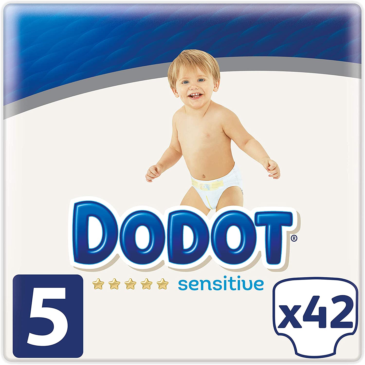 Dodot Sensitive - Diapers Size 5, 42 Diapers, 11 to 16 kg, White/Dark Grey Heather, 42 Unidad (Paquete de 1)