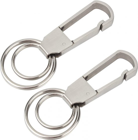 Wisdompro Keychain, 2 Pack Heavy Duty Stainless Steel Key-Clips with Belt Hook