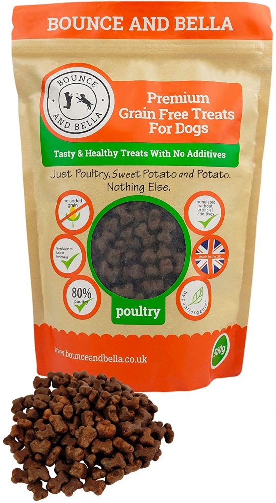 Bounce and Bella Grain Free Dog Training Treats - 800 Tasty & Healthy Treat Pack - 80% Fresh Poultry Meat, 20% Potato & Sweet Potato - Hypoallergenic Treats for Dogs with Sensitive Stomachs