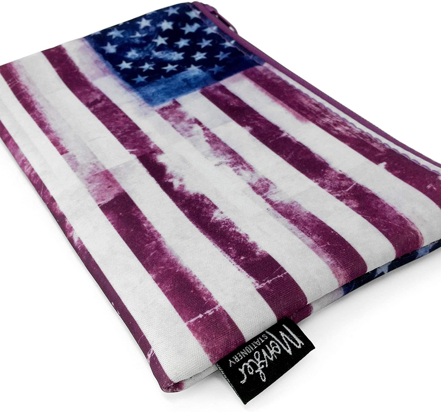 Monster Stationery - Single-Pocket Neoprene Pencil Case - Distressed Flag Series - USA Stars and Stripes, Multicolour - Image 2