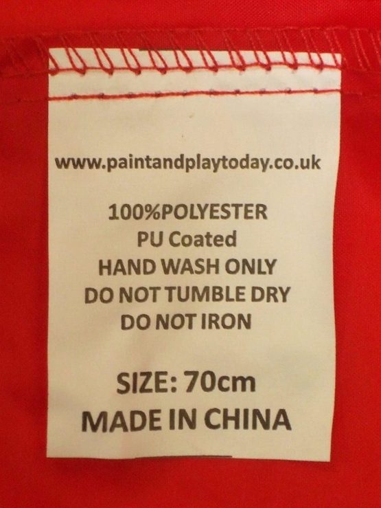 Childrens Kids Toddler Waterproof Play Apron - Age 5-7 Years - Painting, Baking, Cooking, Smock - Red - Image 3