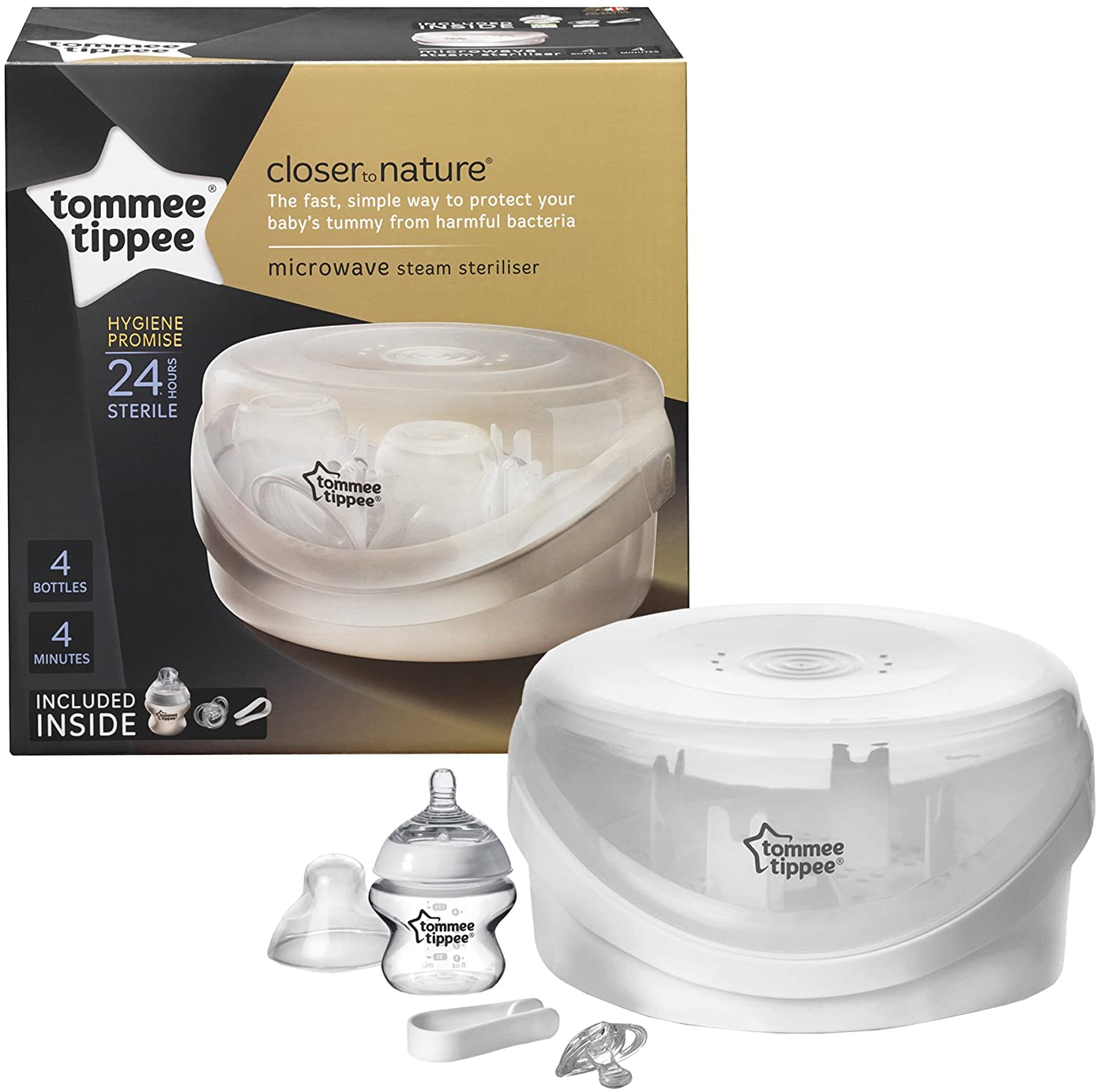 Tommee Tippee Closer to Nature Microwave Steriliser, Transparent, White, 4 count (Pack of 1) - Image 4