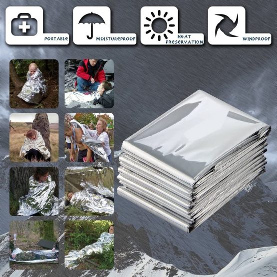 MIXIAO Emergency Thermal Blankets, Survival Reflective Thermal First Aid Foil Blanket (Silver,3 Pack) - Image 2