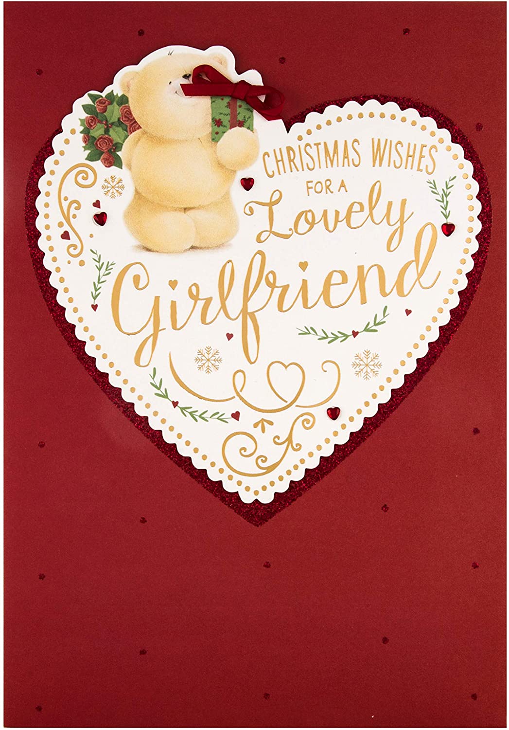 Christmas Card for Girlfriend from Hallmark - Cute Forever Friends Design, green|beige|red|pink, 22.8cm x 15.9cm