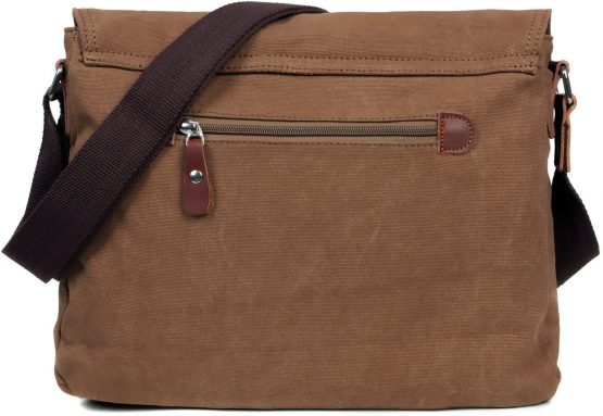 LOSMILE Mens Canvas Messenger Shoulder Bag. (Brown) - Image 3