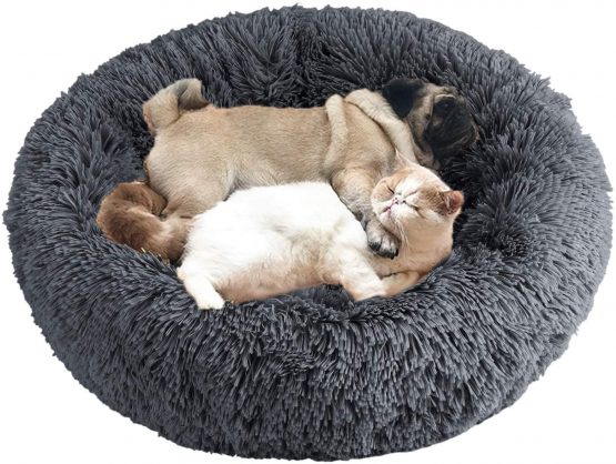 Calming Cat Bed Fluffy Plush Cat Bed Dog Bed Donut Cat Bed Cat Marshmallow Bed Round Pet Bed Cat Basket Bed Pet Nest Sofa Bed Pet Sleeping Bed Cushion Mat For Small Medium Dogs Puppy Bunny Washable