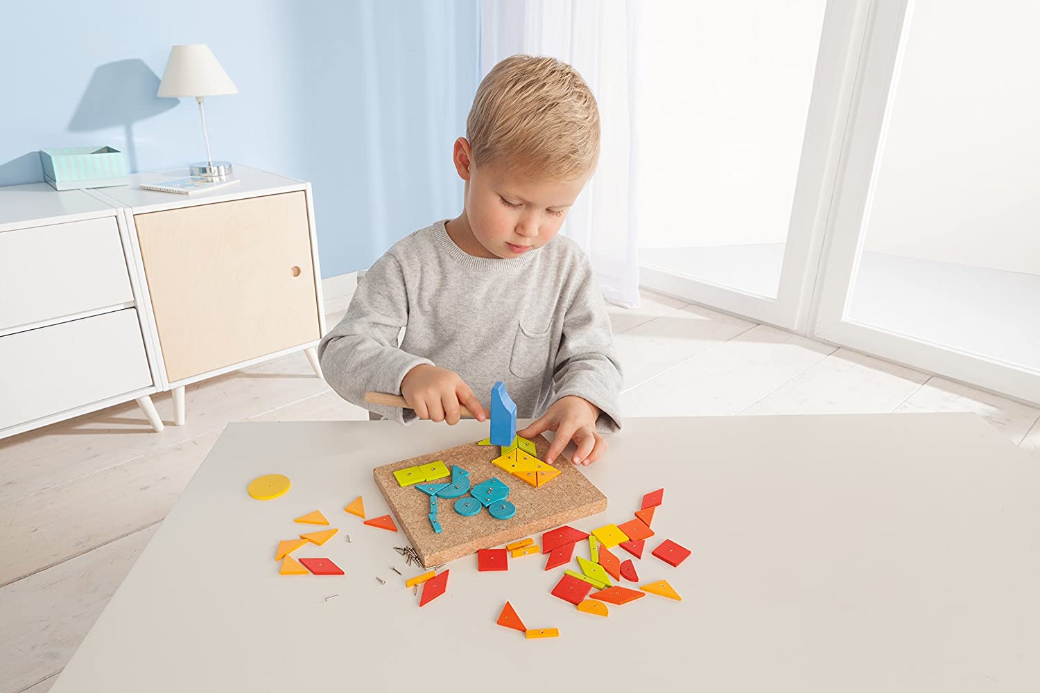 HABA 302963 Tack Zap Game How about that! With 50 wooden geometric shapes, for ages 3 and Up (Made in Germany) - Image 4