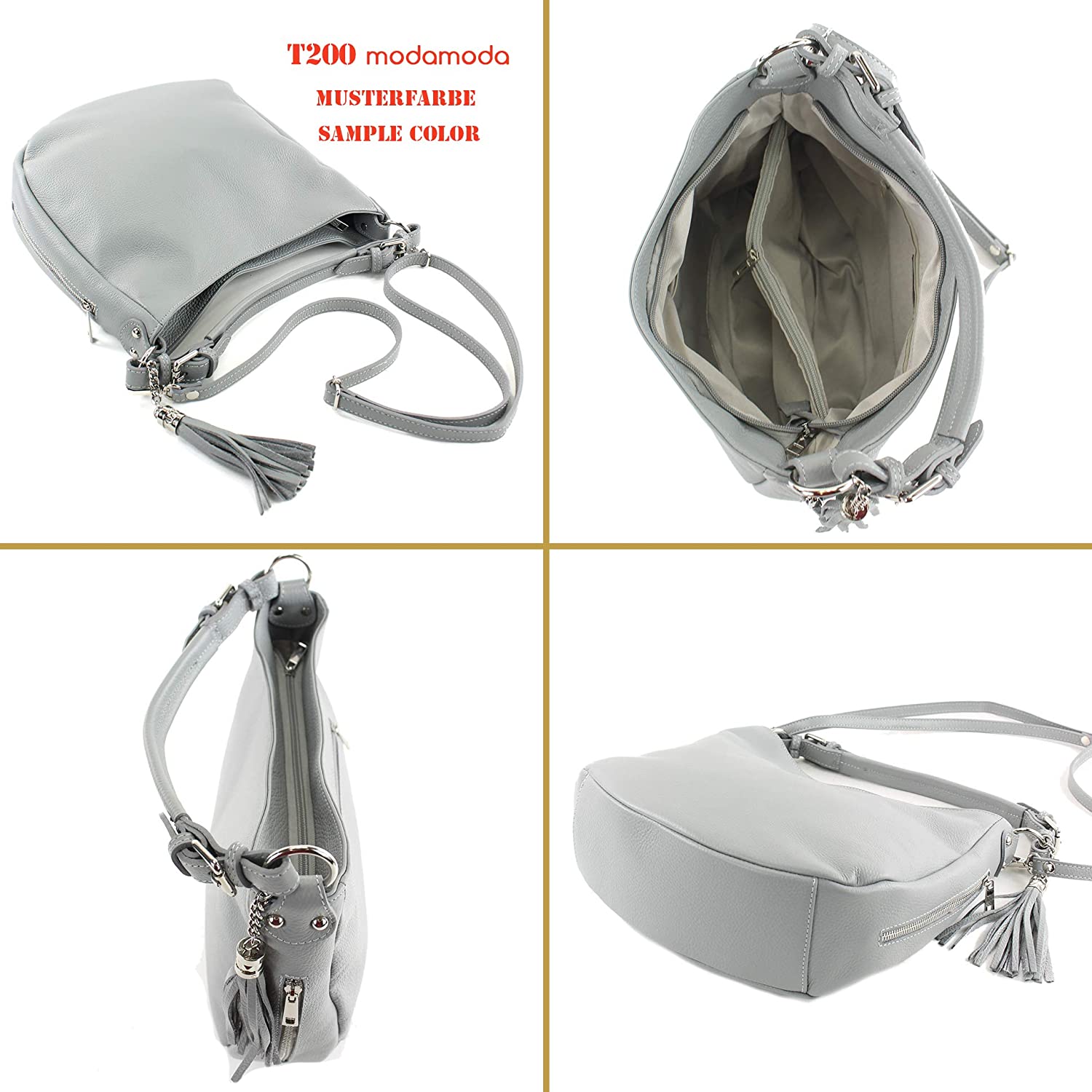 modamoda de - T200 - ital shoulder/shoulder bag made of leather, Colour:Rapeseed, Rapeseed Yellow - Image 4