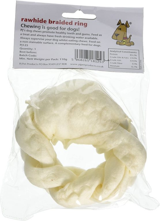 PJ Pet Poducts Rawhide Braided Ring 11 cm 150 g (Pack of 10) - Image 2