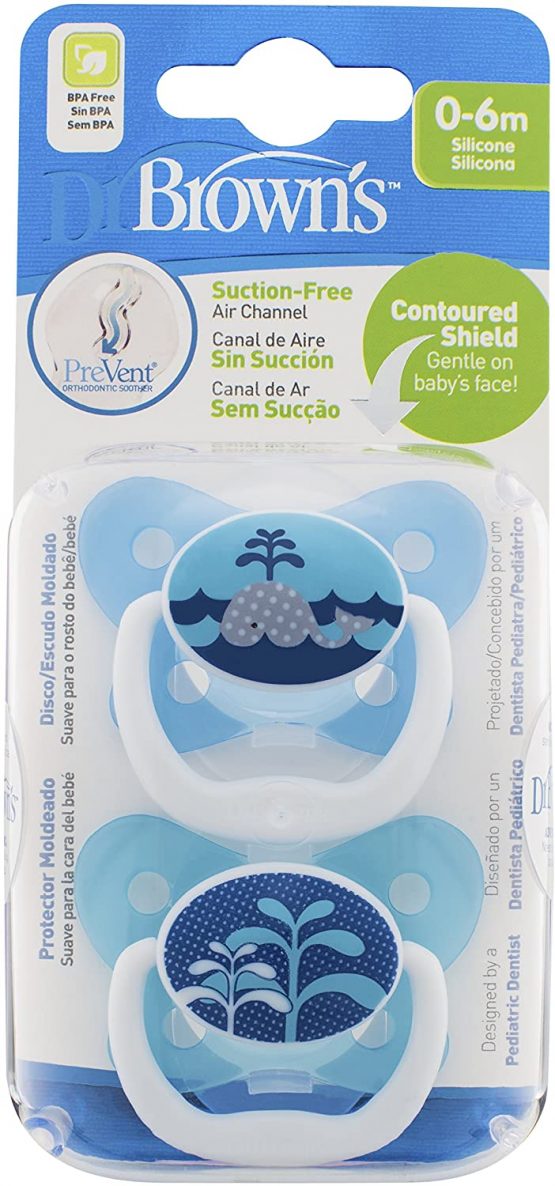 Dr Brown's Natural Flow Prevent Soother (0 to 6 Months, Blue, Pack of 2) - Image 2