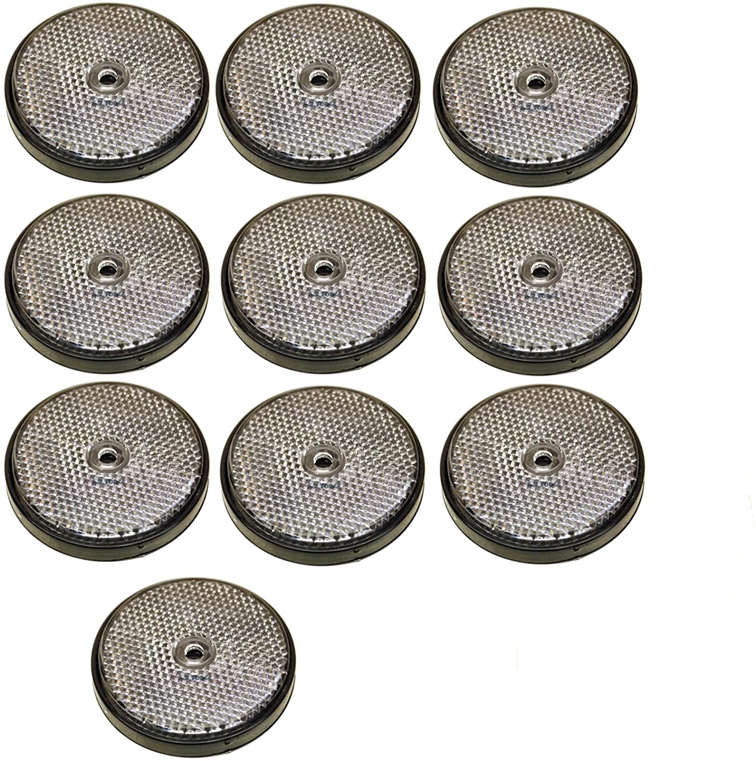 AB Tools Clear Round Front Reflector White Pack of 10 for Trailers Fence Gate Posts TR069, Amber, 10 Reflectors