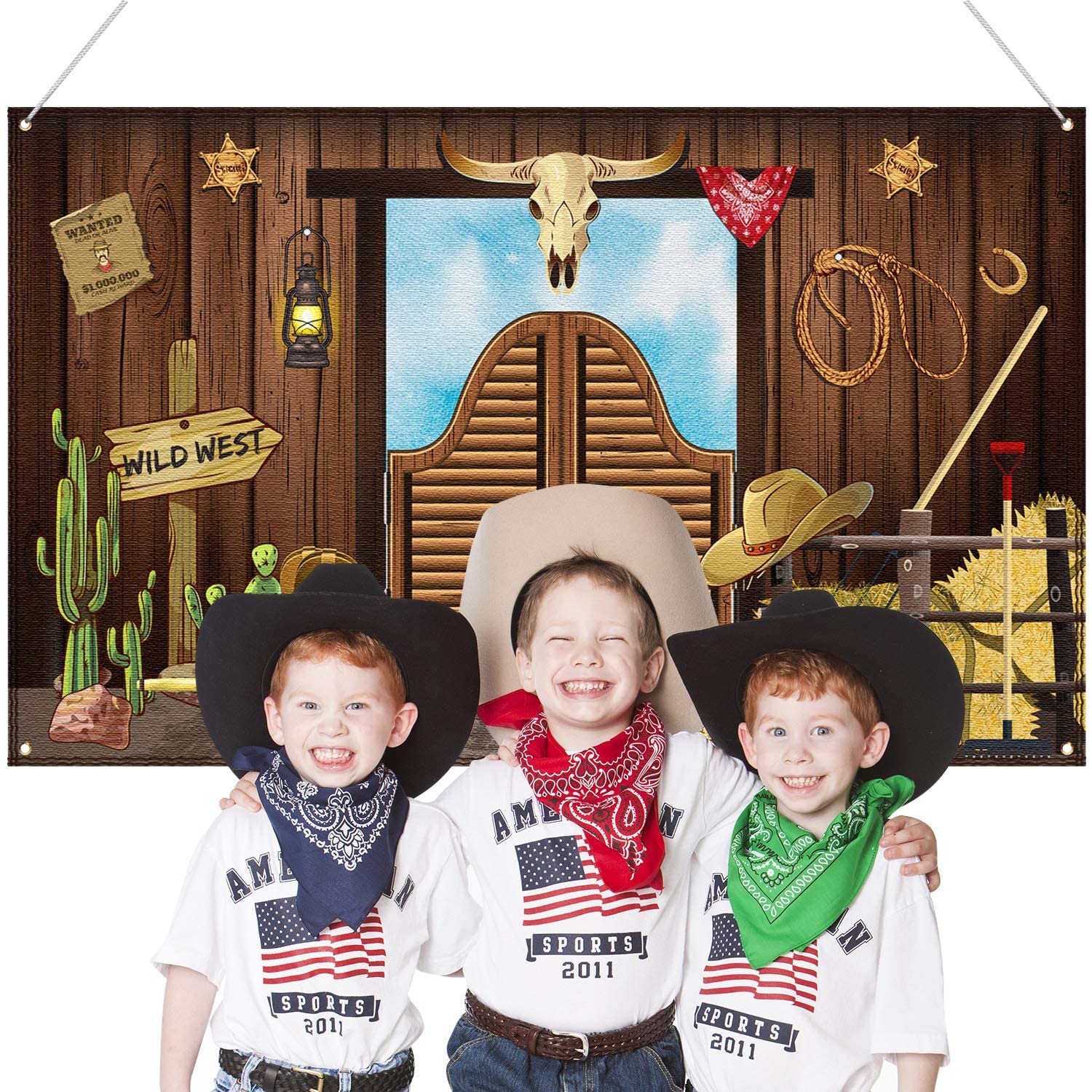 Western Party Decorations, 70.8 x 43.3 Inch Large Cowboy Backdrop Western Theme Banner Rustic Wild West Decor - Image 3