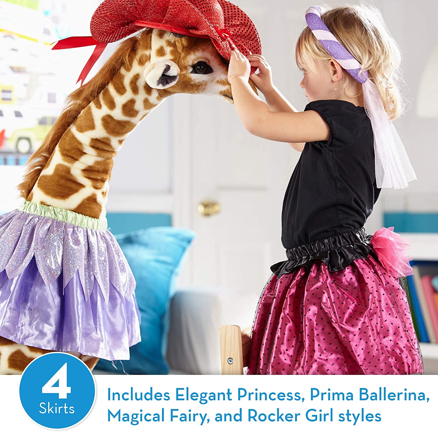 Melissa & Doug Role Play Collection Goodie Tutus! (Pretend Play, 4 Dress-Up Costume Skirts), Multi - Image 2