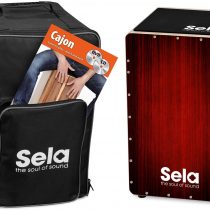 Sela SE 128 EN Varios Red Cajon Set with backpack, cajon pad, English cajon method, CD and DVD