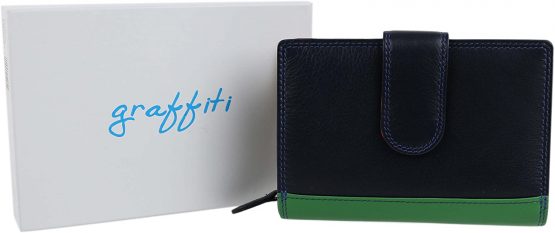 Golunski Ladies Tab Flap Over Leather Purse Wallet Change Graffiti Gift Box - Image 2
