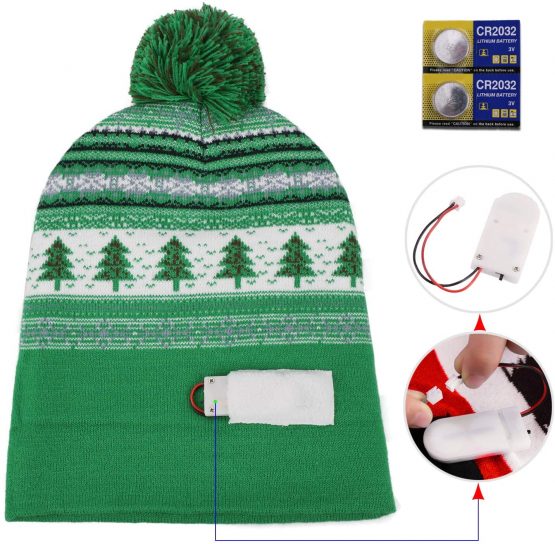 Hifot LED Light Up Hat Beanie Knit Cap Bright and Colorful Xmas Christmas Party Beanie Cap Warm Novelty Knitted Beanie Cap - Image 4