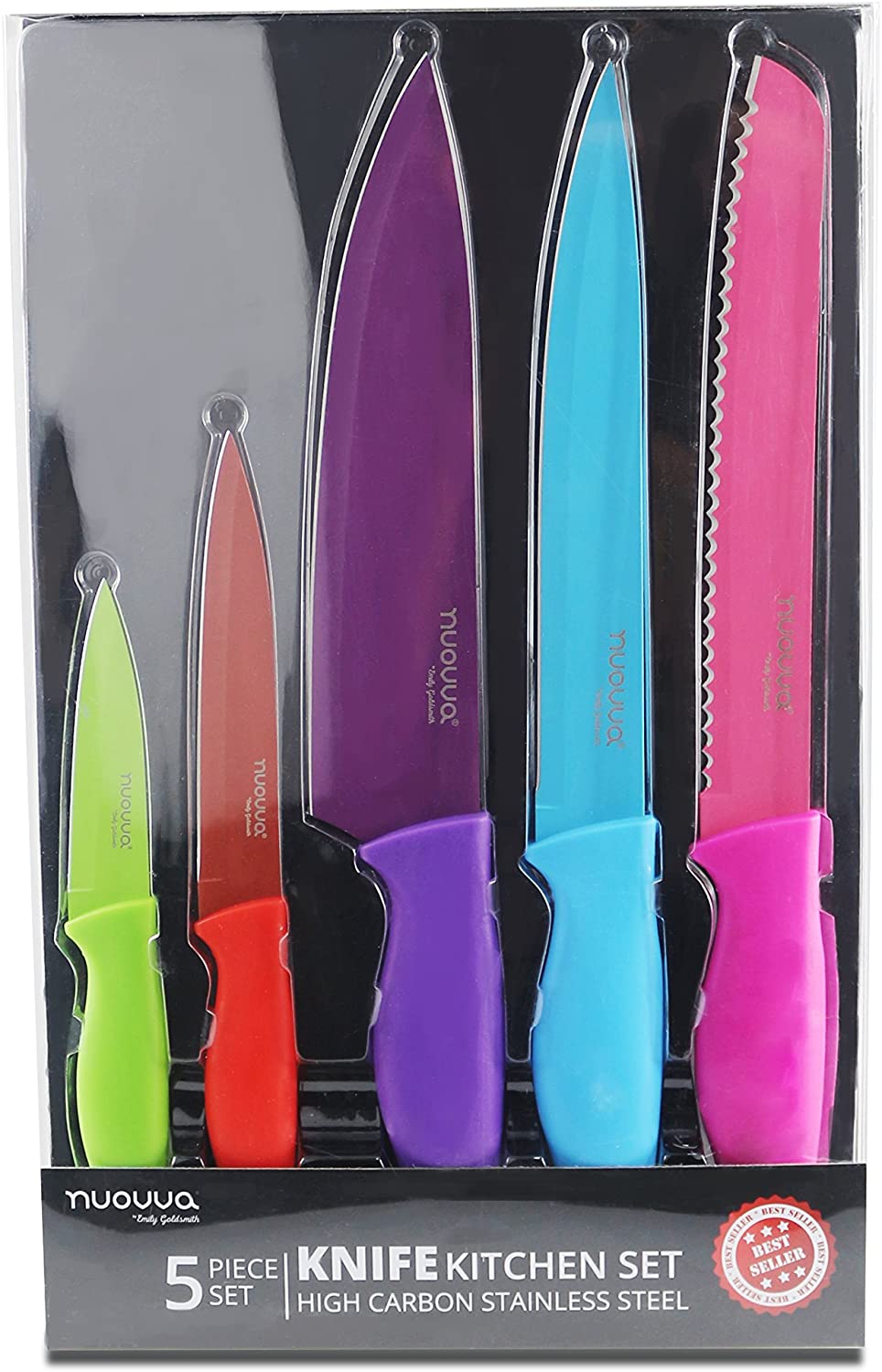 Kitchen Knife Set with Colour Coding 5 Piece Coloured Knives Set