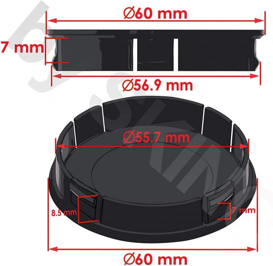 SkinoEu® 4 x 60mm 3D Gel Car Wheel Centre Universal Rims Hub Center Caps Vehicle Auto Tuning Emblem Black C 0 - Image 2