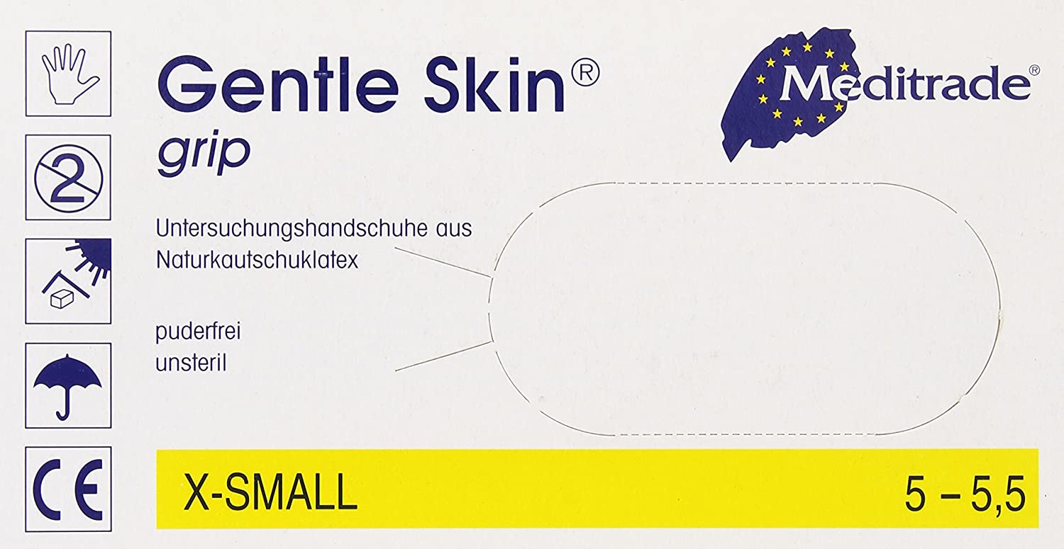 Meditrade Extra Small 1221GRIP Gentle Skin Grip Blue Pack of 100), white, XS