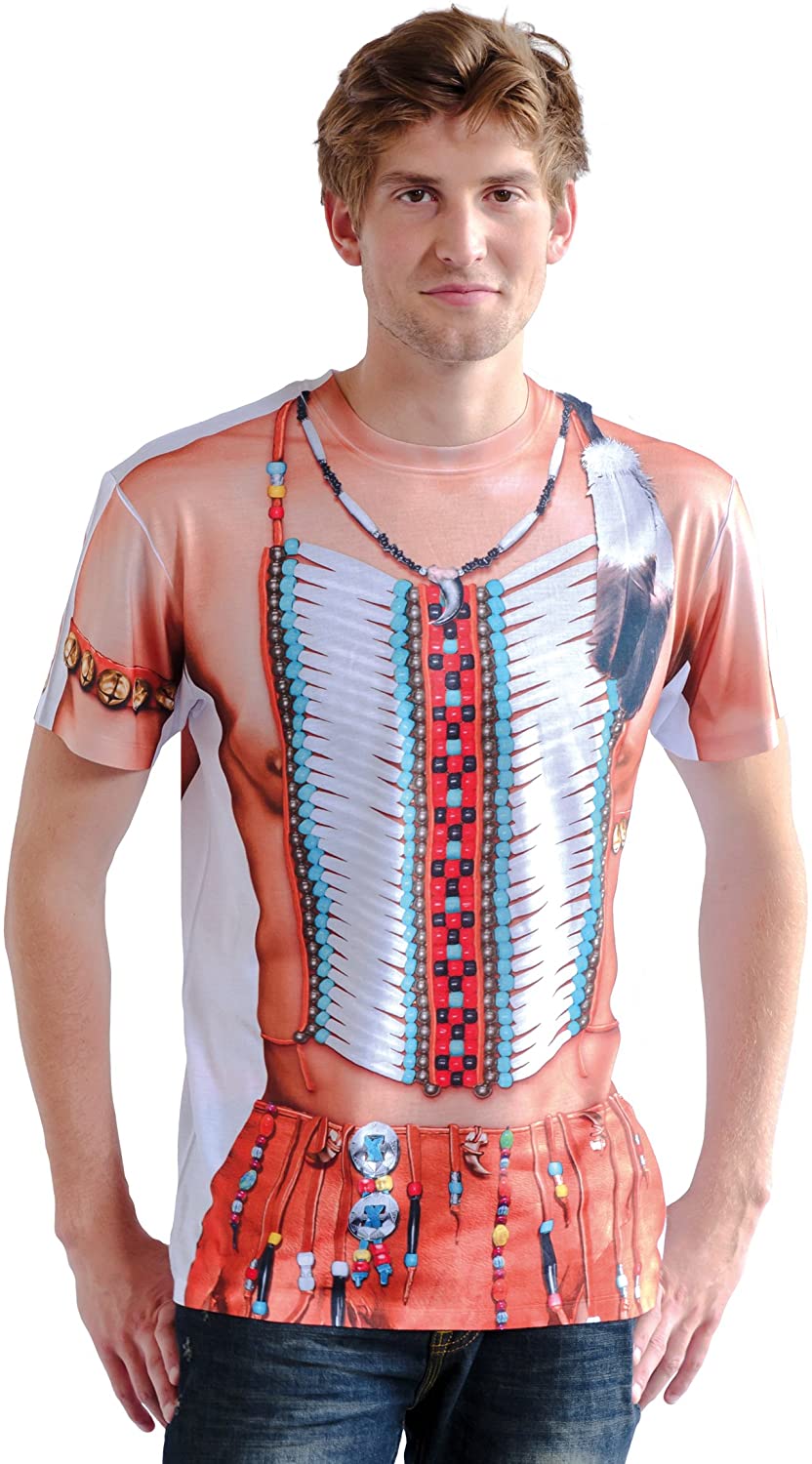 Boland - Photo realistic Indian shirt, costumes for adults T-shirt with motif print, costume, carnival, theme party - Image 3