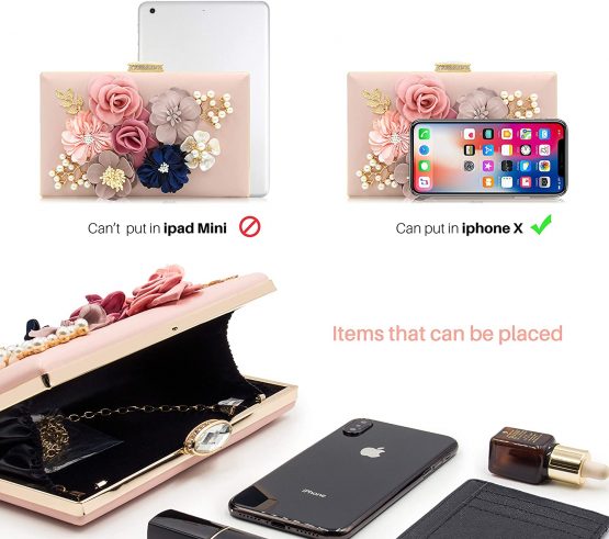 Milisente Women Clutch Bag Flower Evening Bag Handbag Wedding Clutch Purse - Image 3