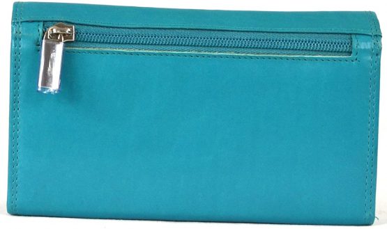 Ladies Soft Real Nappa Leather Long Flap-over Purse with Inner Flap pockets (Lilac/Dark Brown/Mid Brown/Navy/Turquoise/Black) - Image 2