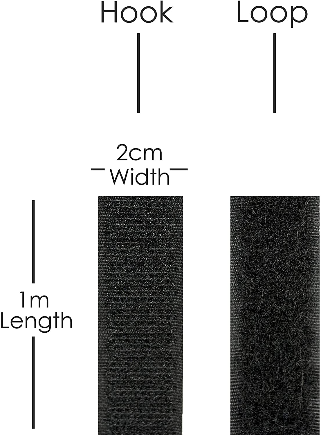 TRIXES Hook and Loop Tape 1M Roll, Self Adhesive Strip, Strong Double Sided Sticky Back Fastening Tape - Image 2