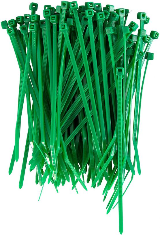 Gocableties 100 Pack of Green Cable Ties, 200mm x 4.8mm, 8″ Premium Tie