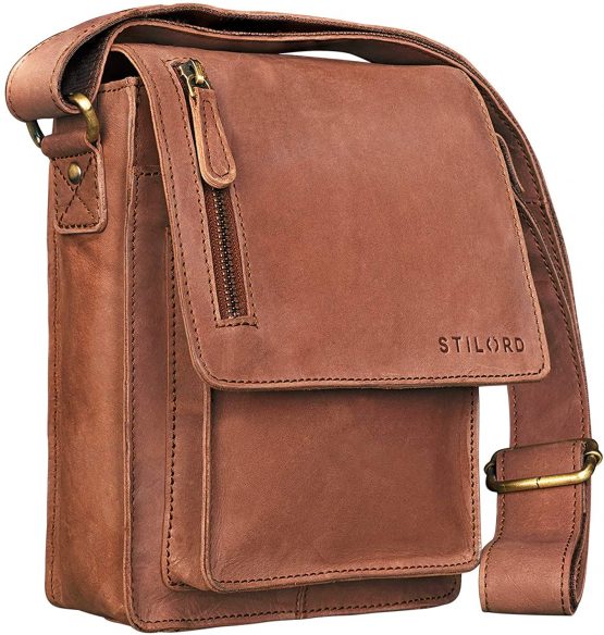 STILORD 'Finn' Small Shoulder Bag for Men Vintage Cross Body Bag Suitable for 8.4 inch Tablets Satchel Genuine Leather