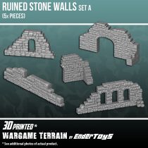 EnderToys Ruined Stone Walls Set A, Terrain Scenery for Tabletop 28mm Miniatures Wargame, 3D Printed and Paintable