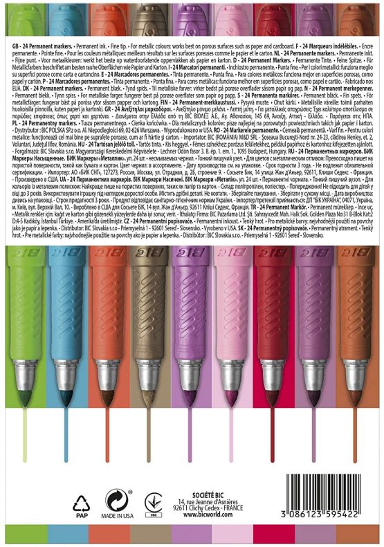 Bic Marking Permanent Markers - Assorted Intense/Pastel/Metallic Colours, Box of 24, Assorted Colours, 992731 - Image 2