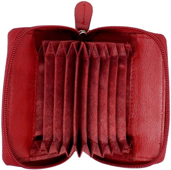STARHIDE Womens RFID Blocking Small Leather Fan Concertina Palm Credit Card Holder 1234 (Red) - Image 3