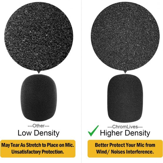 Microphone Mic Covers Foam Black ChromLives Handheld Mic Windscreen Microphone Foam Cover Perfect Pop Recording Top Grade 6 Pack - Image 2