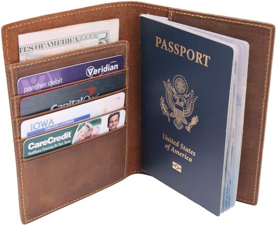 Leather Passport Holder Travel Wallet - RFID Blocking Genuine Leather Travel Wallet for Men and Women(8.8X11.4cm) - Image 2