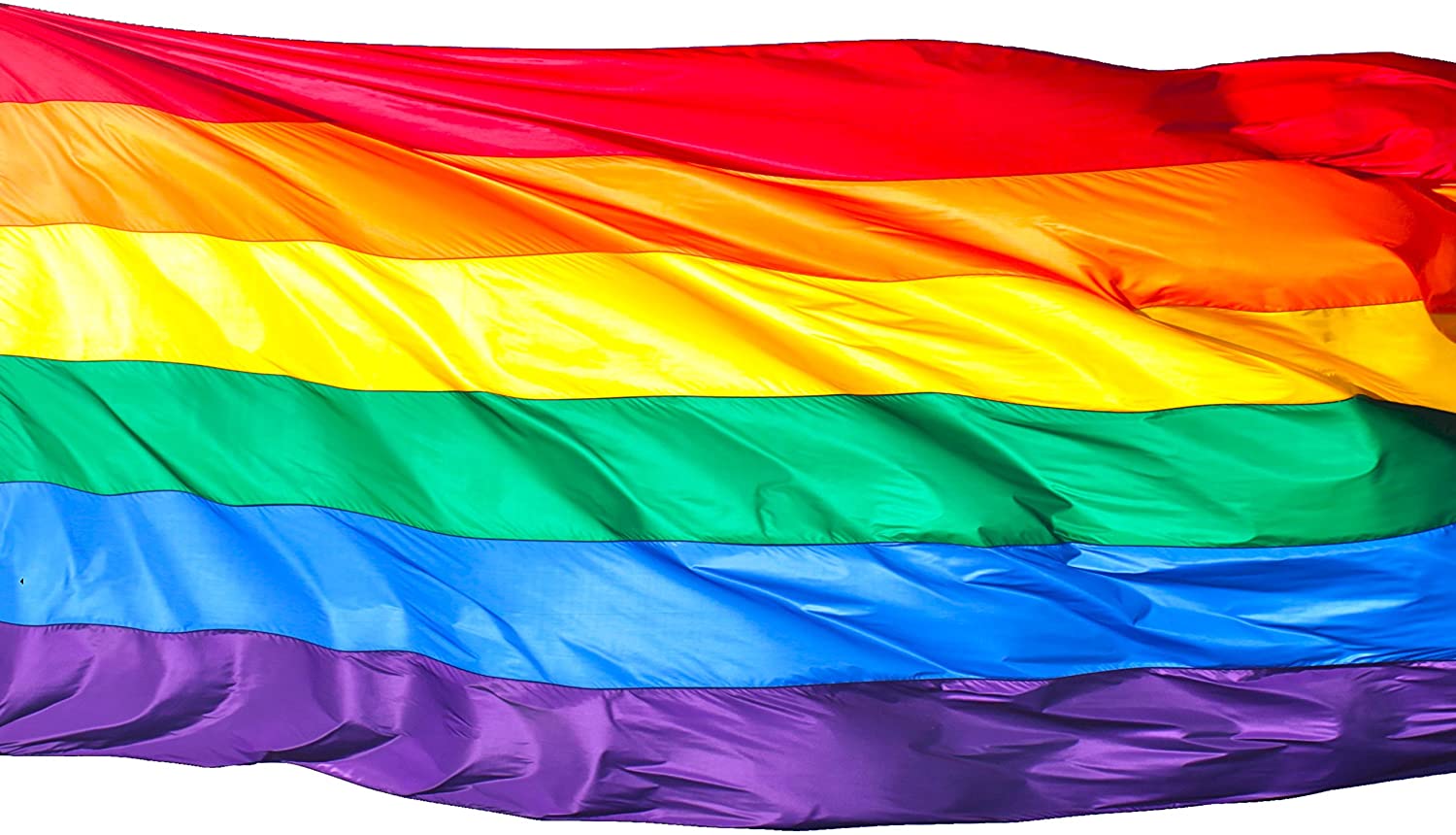 My Planet Large 5'x3' Rainbow Gay Pride Flag Premium Quality Supporter Fans Decoration Flag, White